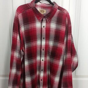Foundry Supply Co. red and white plaid flannel shirt in size 4XLT.